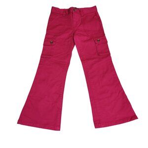 Chaps Girls 6 Flare-Leg Cargo Pants Stretch Cotton Hot Pink New With Tags